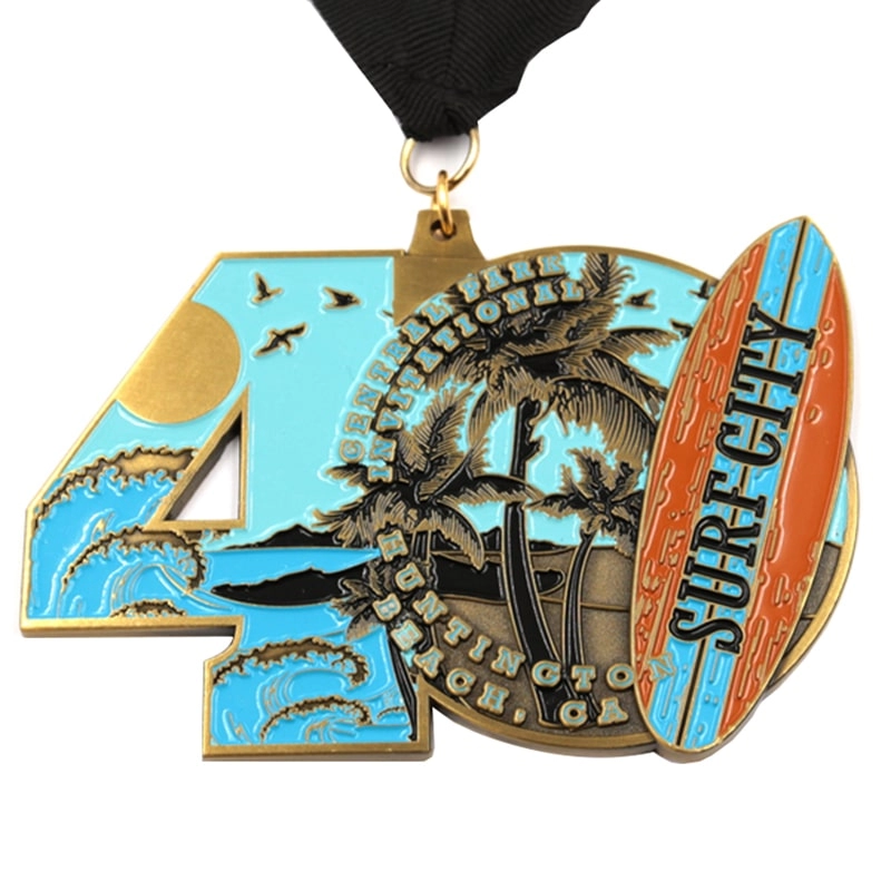 Custom design 40th anniversary surf city medal