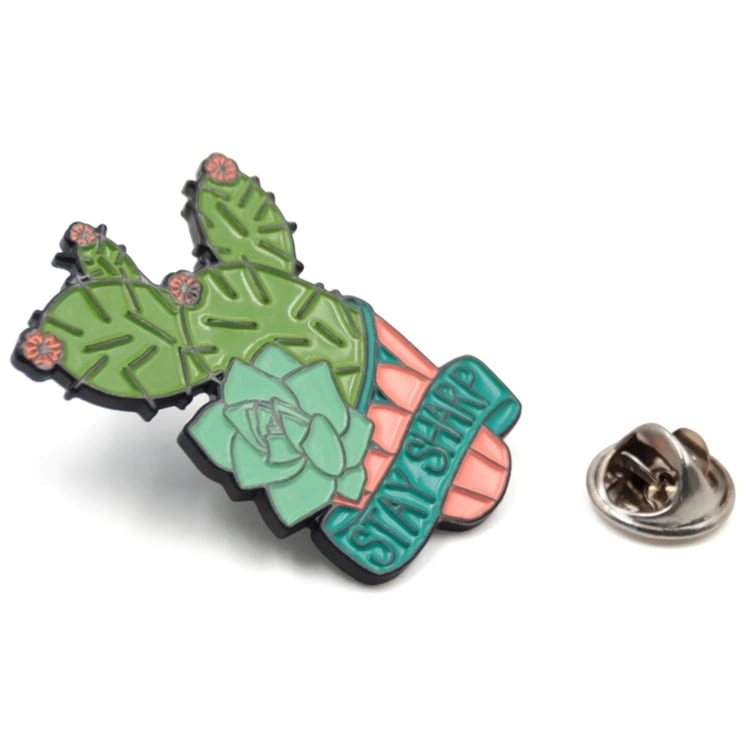 Custom design cactus soft enamel pin