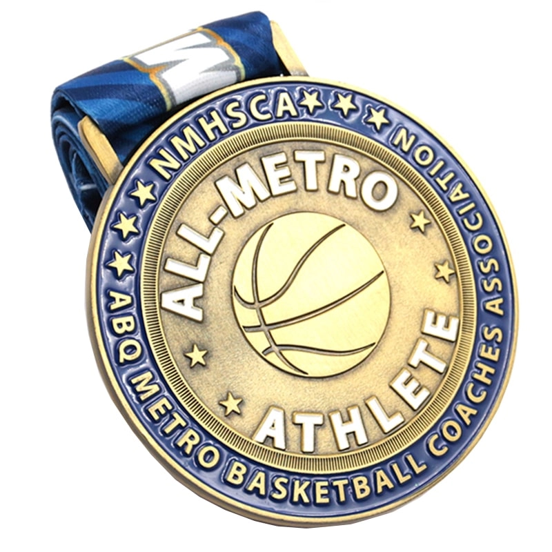 Personalised metal athtele basketball medal