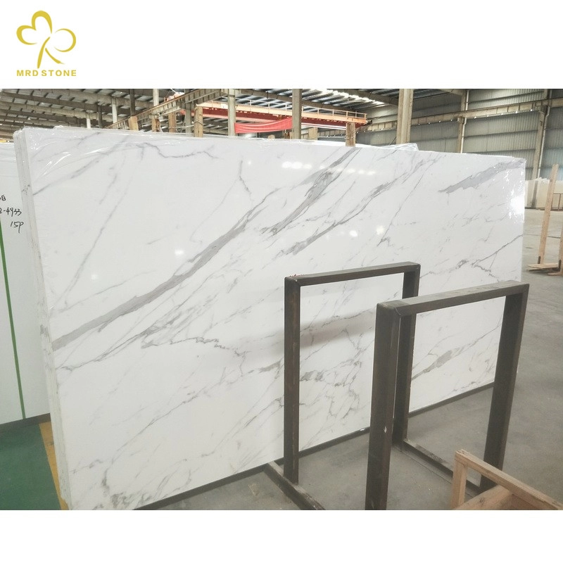 China White Calacatta Engineered Marble Flooring Slabs Manufacturer