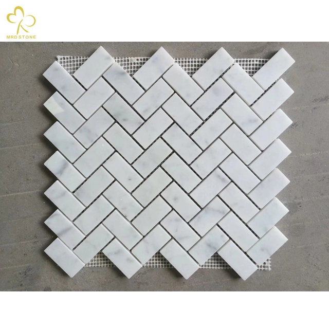 China White Herringbone Marble Mosaic Tile Manufacturer