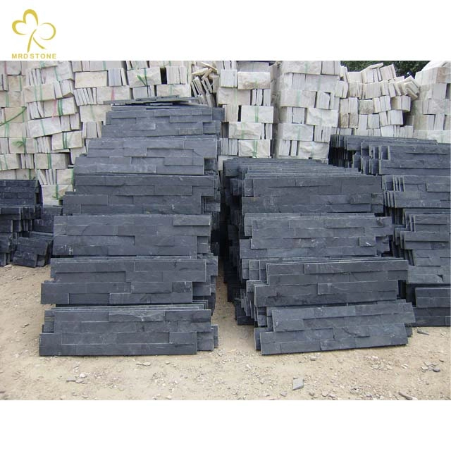 Cheap Black Slate Culture Stone Tile for House Cladding Panels Exterior Wall