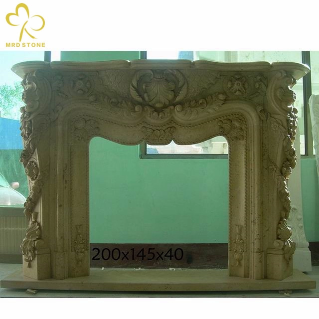 Travertine Fireplace Yellow Surrounds From China Factory Low Cost