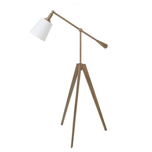 Mid Century Modern Adjustable Walnut Wood Tripod Floor Lamp
