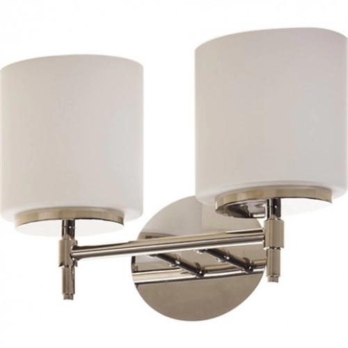 Polished Chrome Double Light Wall Lamp With White Frosted Glass Shade