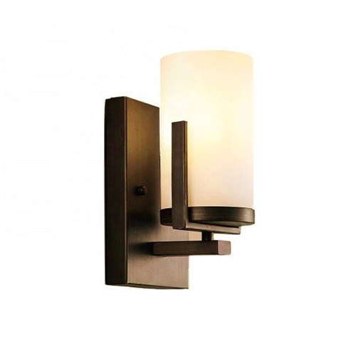 1 Light Oil Rubbed Bronze Frosted Glass Shade Wall Sconce