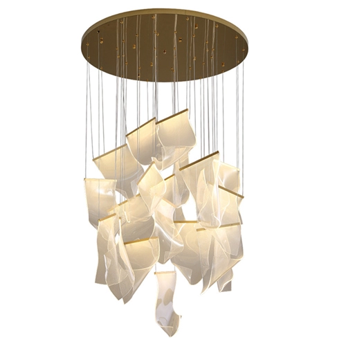 Modern 18 Light Brass Decorative Clear Acrylic LED Chandelier
