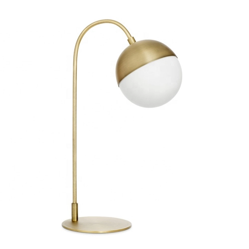 Mid Century Modern Gold White Globe Table Lamp