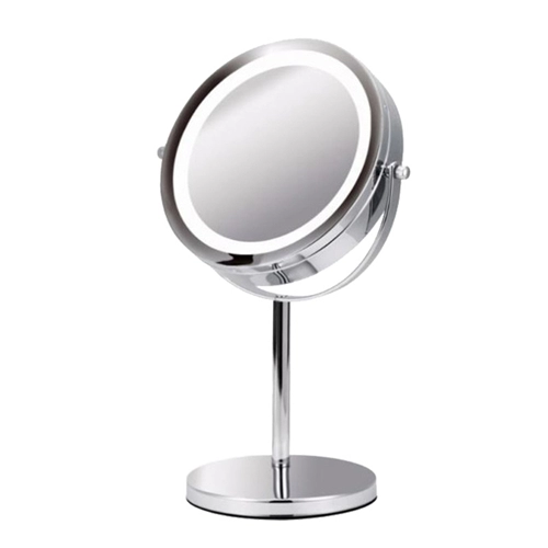 Table Top Polished Chrome Double Sided LED Lighted Makeup Mirror
