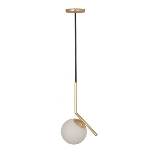 Contemporary 1 Light Gold Frosted White Glass Globe Pendant Light
