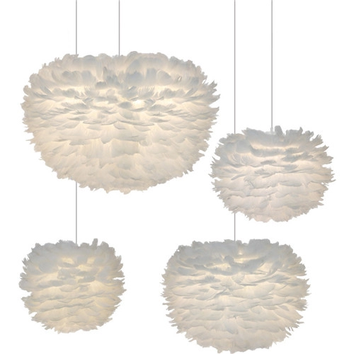 Modern nordic style white feather shades chandelier