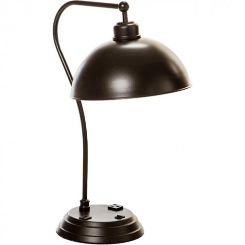 Bronze metal desk lamp with USB port and power outlet