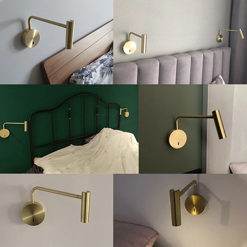 Modern Brass Wall Mounted LED Reading Lamp For Bedroom