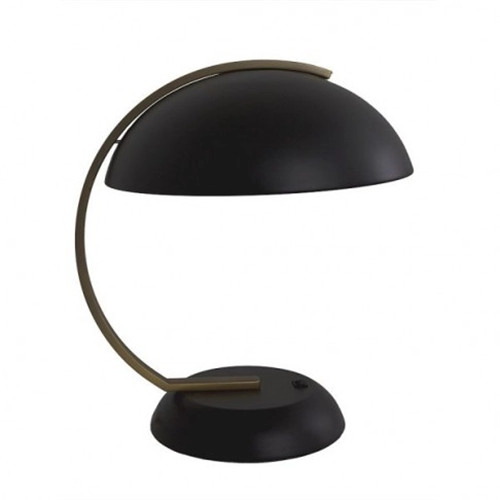 Modern Matte Black Curved Metal Table Lamp With Black Shade