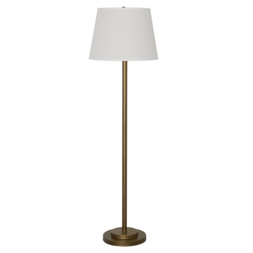 Simpe Cone White Linen Shade Brushed Brass Floor Standing Lamp