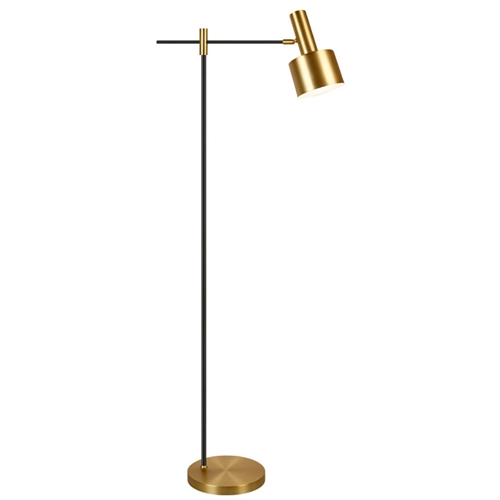 Modern Black And Brass Adjustable Metal Floor Lamp With Metal Shade