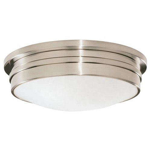 2 Light 14 inch polished nickel flush mount ceiling light fixture