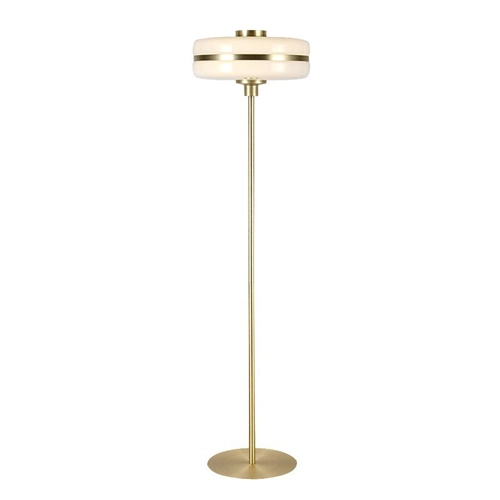 Modern Brass Bright LED Floor Lamp With White Frosted Acrylic Shade