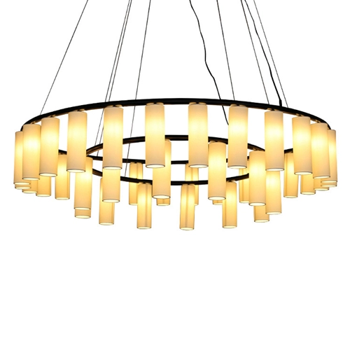 Traditional Large Matte Black Chandelier With White Shades