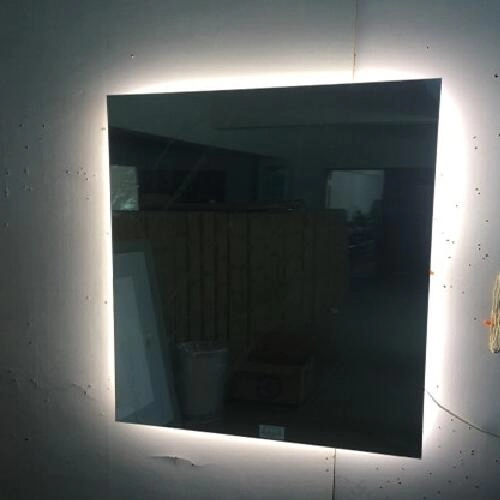 Frameless backlit vanity wall mirror with LED lights