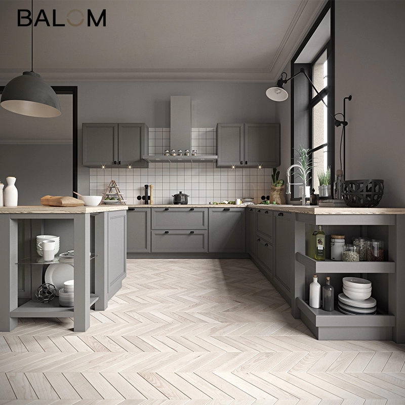 BALOM High-end Custom Grey Modern Kitchen Cabinet Set