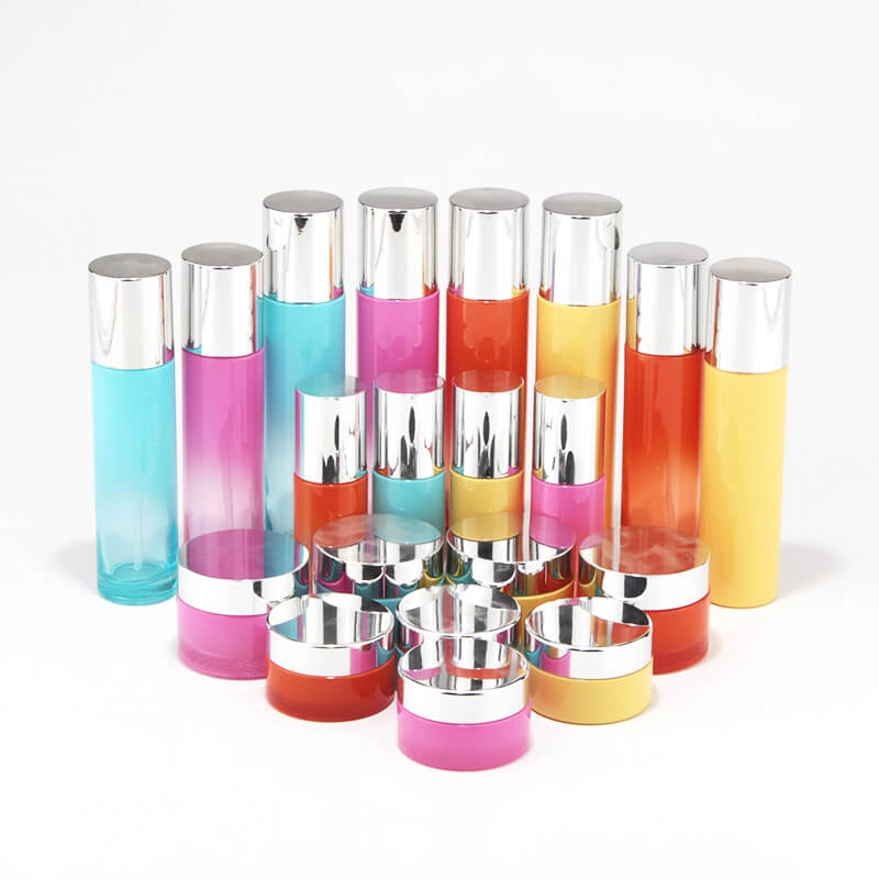 Cosmetic glass serum oil bottles and cream jars