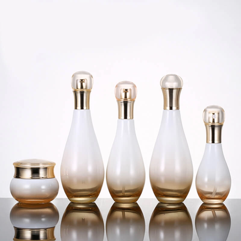 Luxury bowling shape skincare glass bottle set