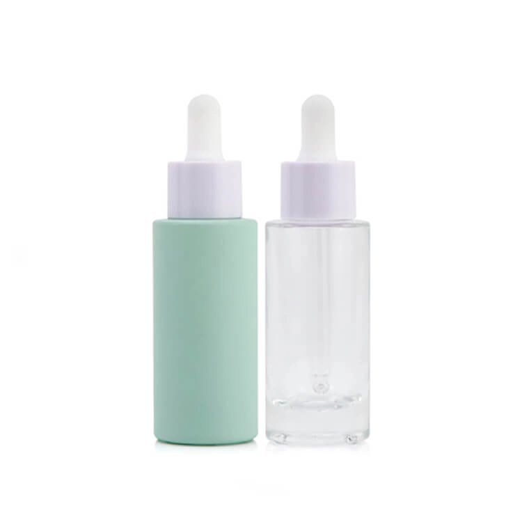Color frosted tall thin glass dropper cosmetic bottle