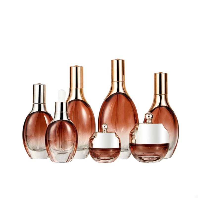 Cosmetic skincare luxury glass bottles and jars set