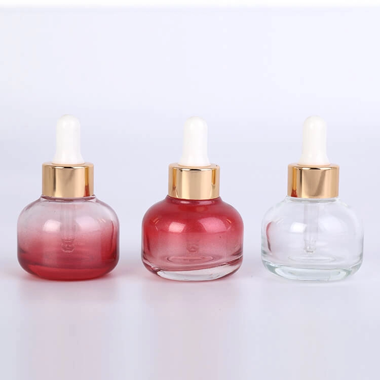 Cosmetic glass essential oil serum bottles