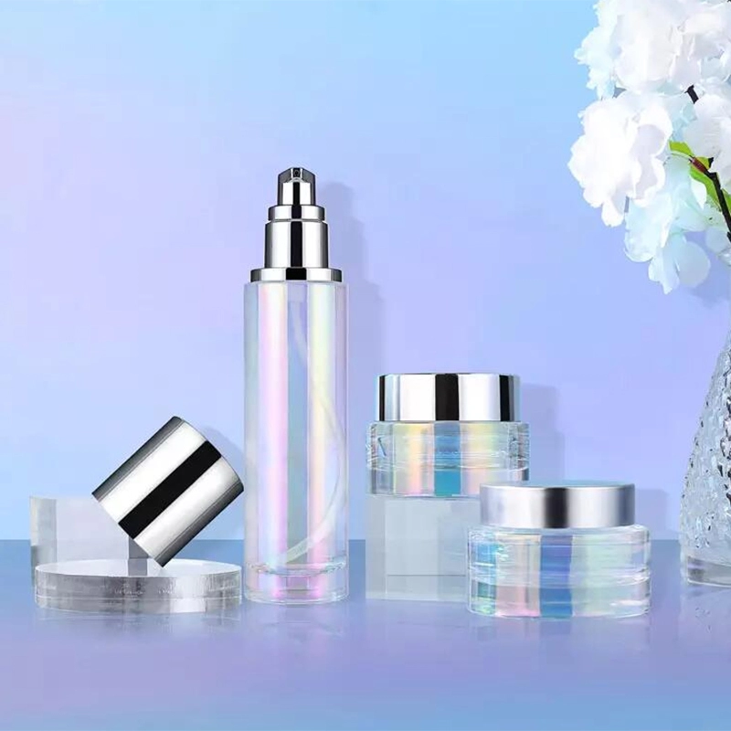 thick bottom Round cylindrical skincare pump bottle  and jar