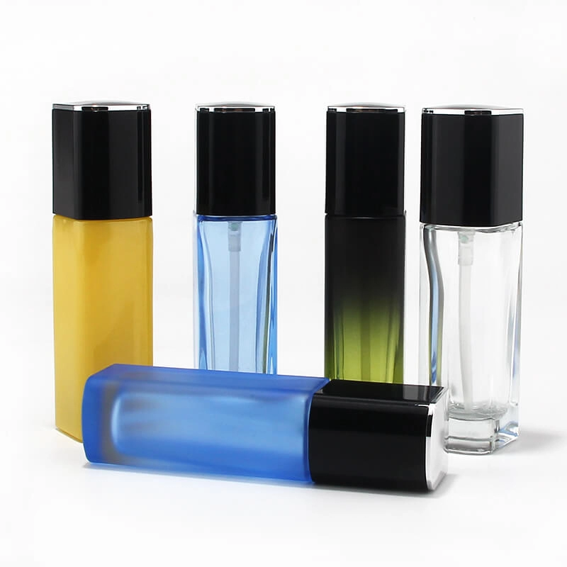 Skincare liquid foundation glass bottle with sprayer pump