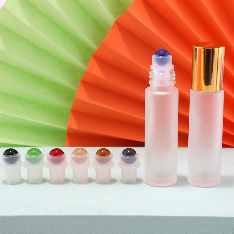 Cosmetic colorful frosted glass roller bottle manufacturer