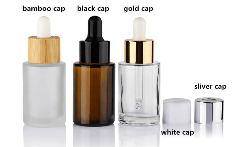 Essential oil amber clear glass bottle