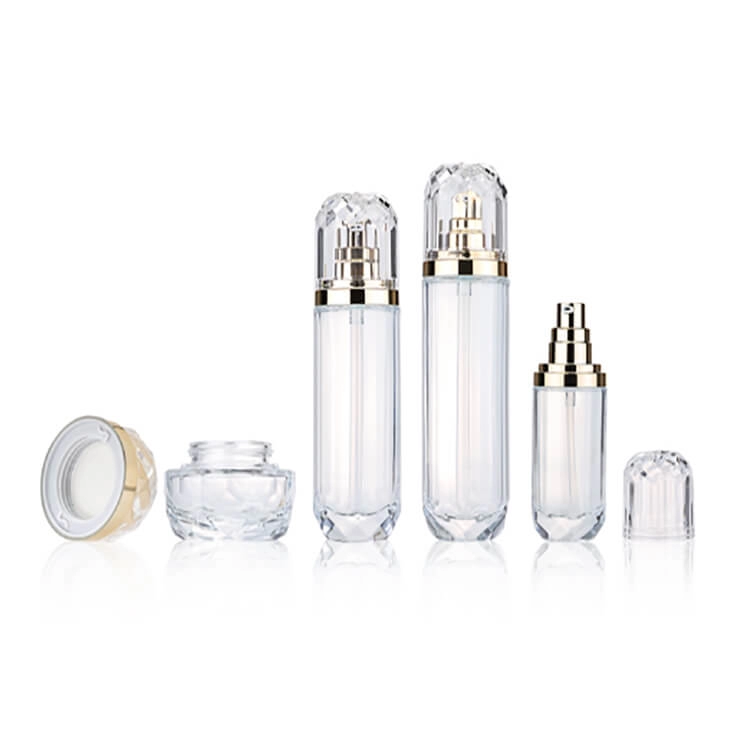 Empty cosmetic glass lotion pump serum bottle set