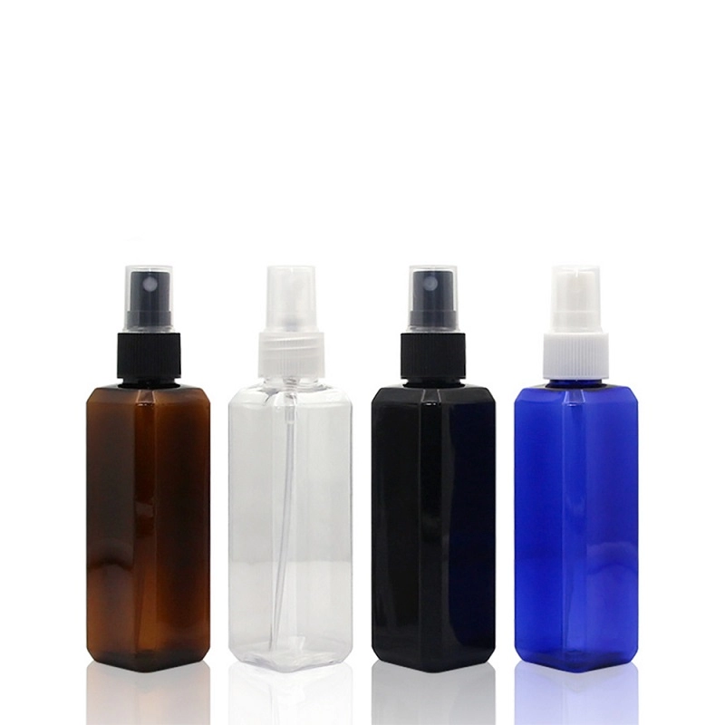 30ML 60ML 100ML Amber Square PET Plastic Mist Spray Pump Bottle