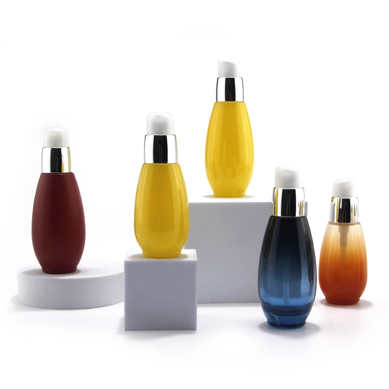 Round two-color gradient lotion glass bottle