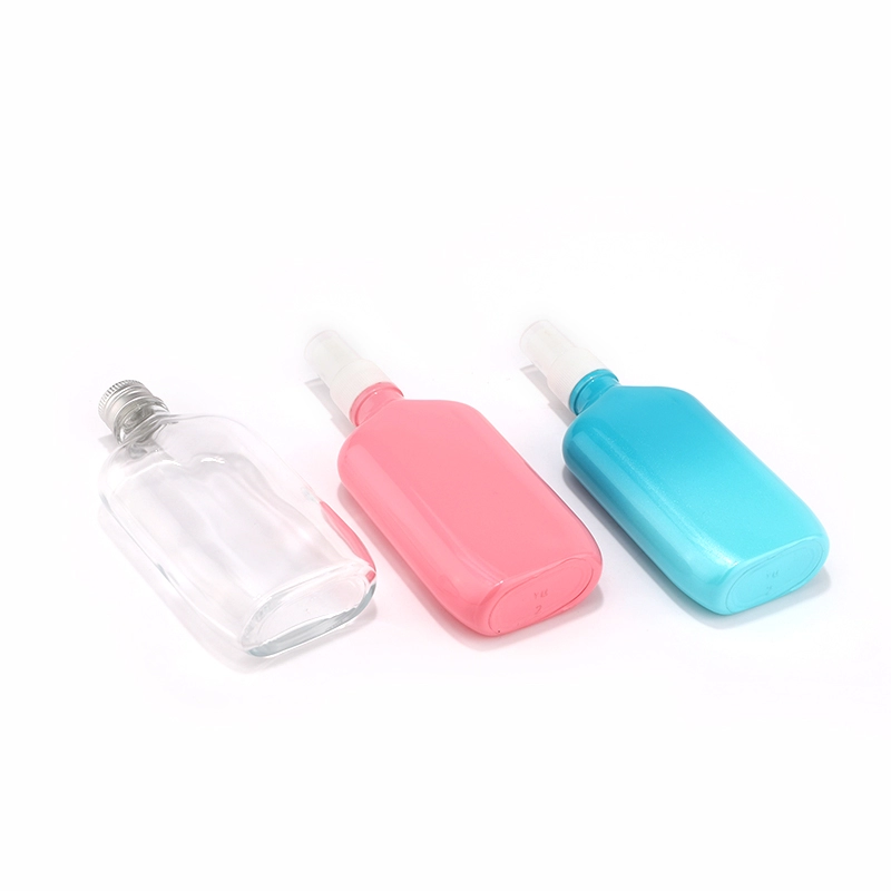 Flat square glass bottle with mist spray