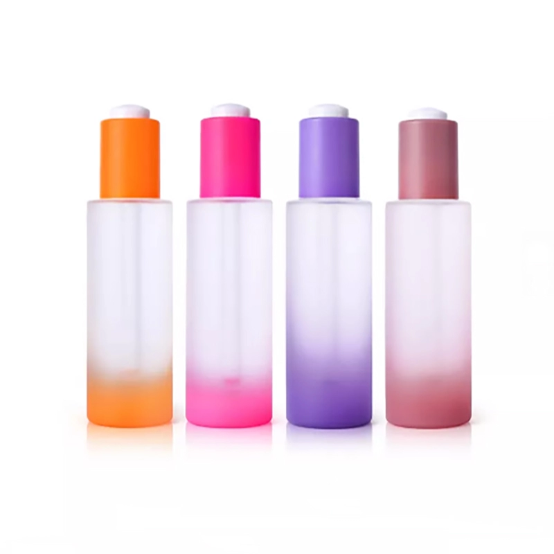 Wholesale frosted glass cosmetic oil bottle cylindrical glass bottle