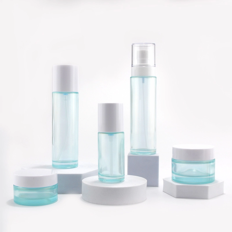 Custom color cosmetic glass bottle set for packaging