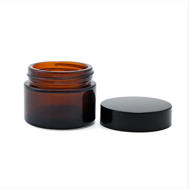 Amber glass cosmetic cream jar with screw lid