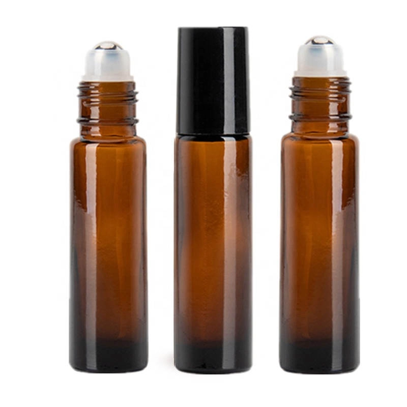 10ML Amber Glass Roller Ball Bottle For Essential Oil Bottle With Screw Lid