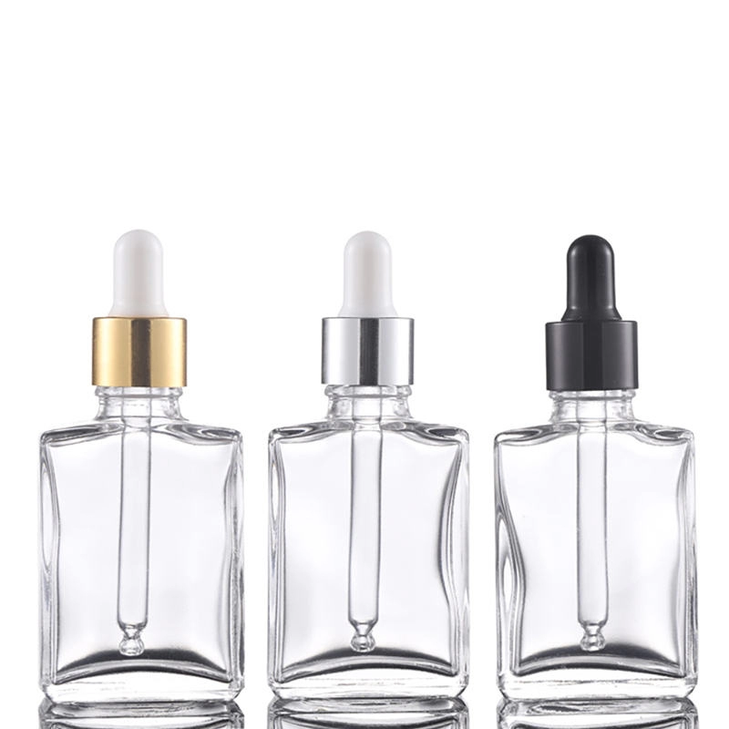 30ml Matte Black Transparent Square Dropper Essential Oil Glass Bottle
