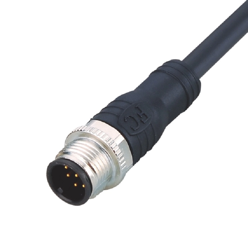 M12 A-Code 4Pin male to male, double ended, molded 4x22AWG PVC cable, custom length