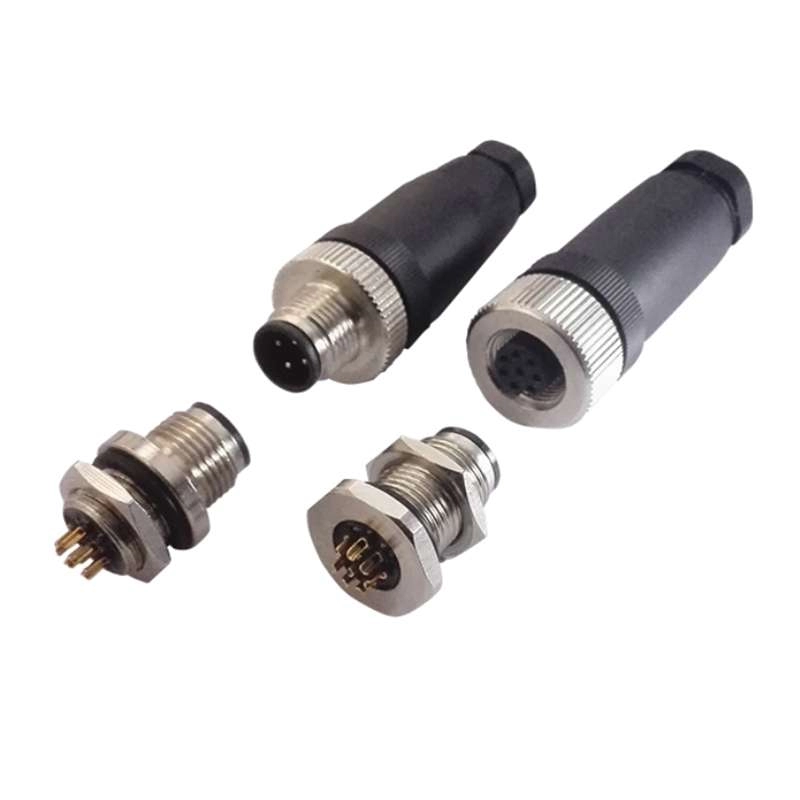 2 4 6 8 pin M12 cable plug connector