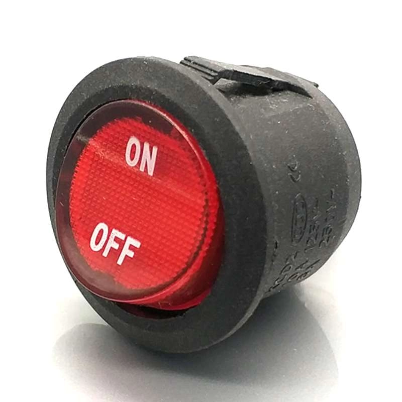 On off round rocker switch with 12v led