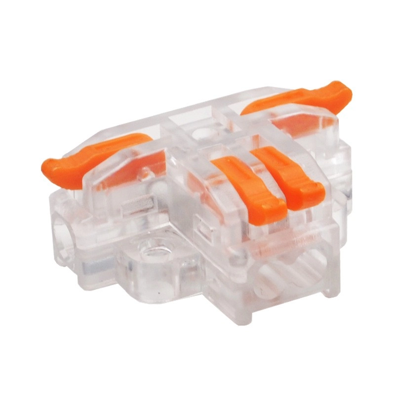 T tab push in electrical wire connector 3 port 4 port orange lever