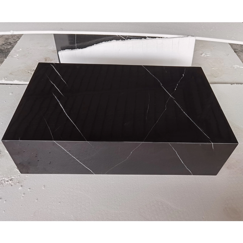 Black marquina plinth low marble coffee table