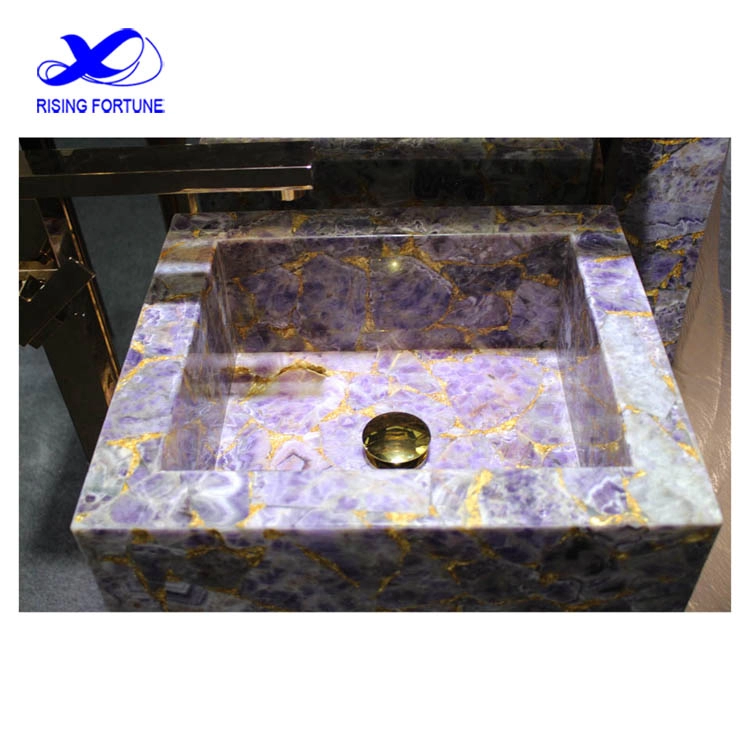 natural gemstone amethyst wash basin for countertop