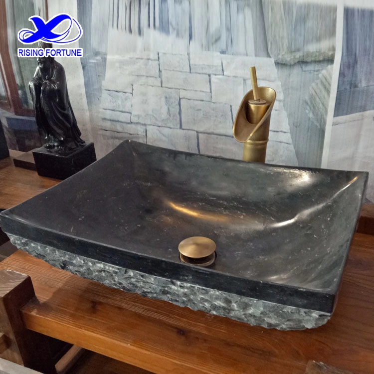 Black marble rectangular hand wash basin